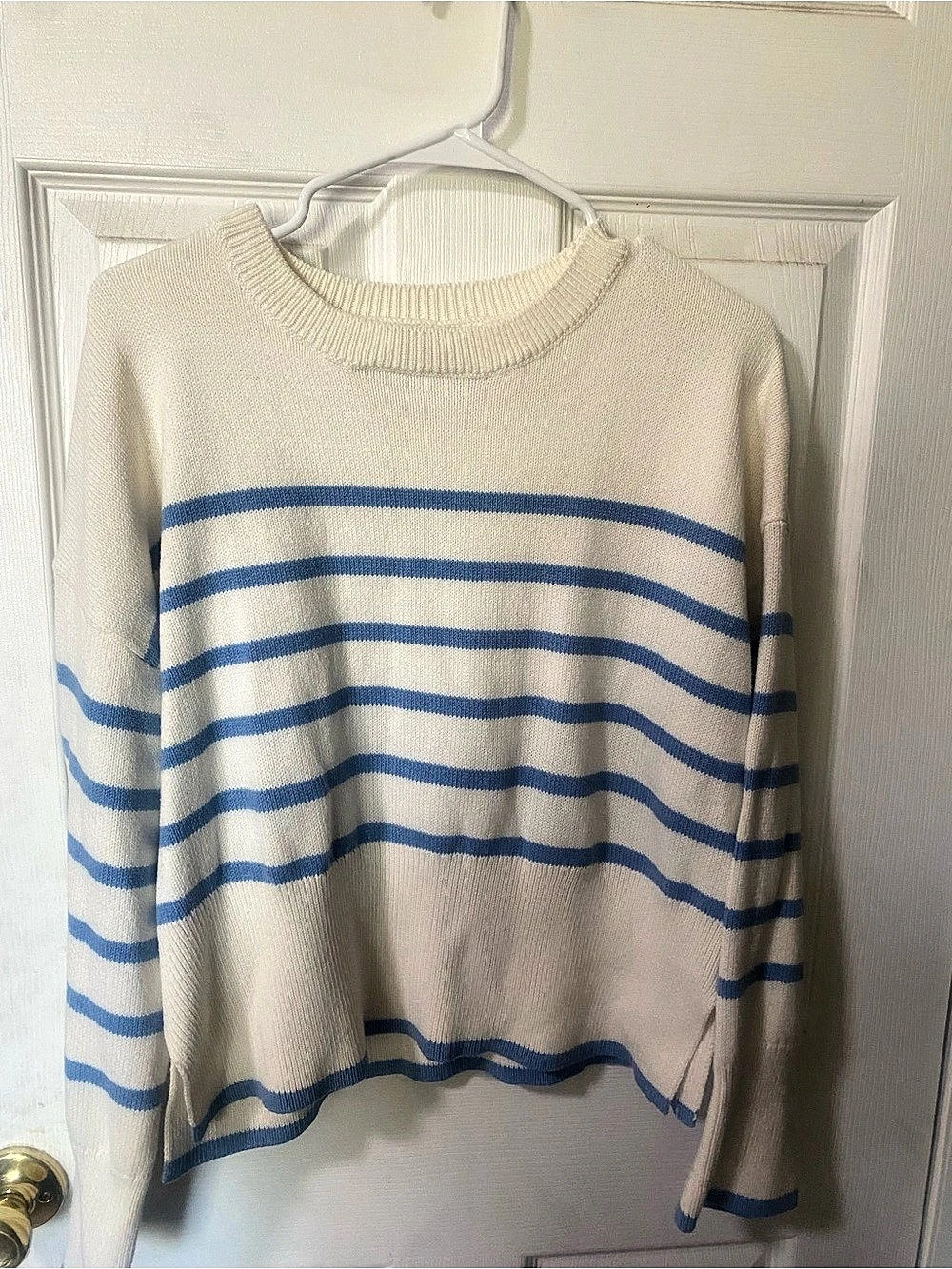 Sincerely Jules Striped Sweater in White & Blue XL Like New